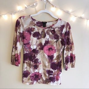 Ann Taylor | Floral Watercolor Cutout Top